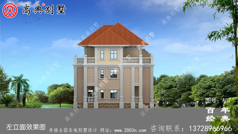 三樓雙拼別墅設計圖_農村三樓雙拼別墅設計