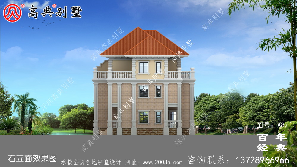 三樓雙拼別墅設計圖_農村三樓雙拼別墅設計