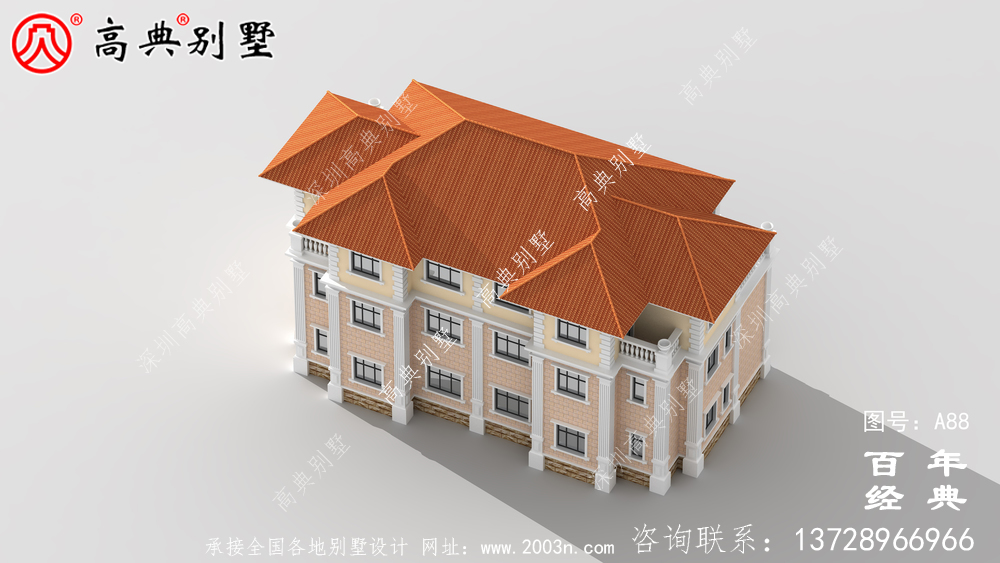 三樓帶陽臺共堂屋別墅設計圖 農村三樓別墅設計