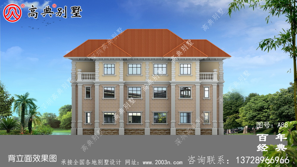 三樓帶陽臺共堂屋別墅設計圖 農村三樓別墅設計