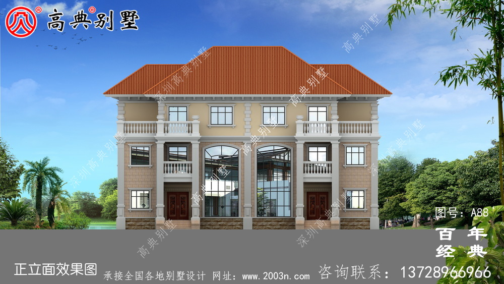 三樓帶陽臺共堂屋別墅設計圖 農村三樓別墅設計