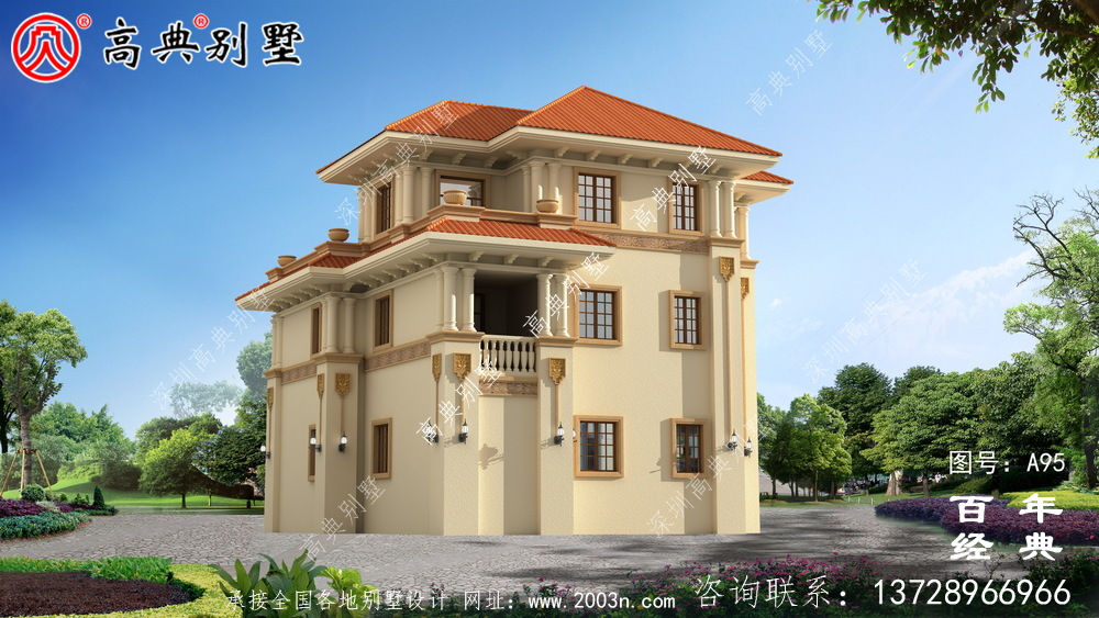 帶陽臺的三層別墅施工圖及效果圖_三層別墅設(shè)計圖