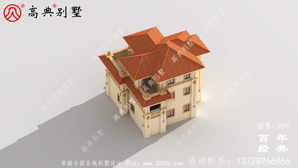 帶陽臺的三層別墅施工圖及效果圖_三層別墅設(shè)計圖