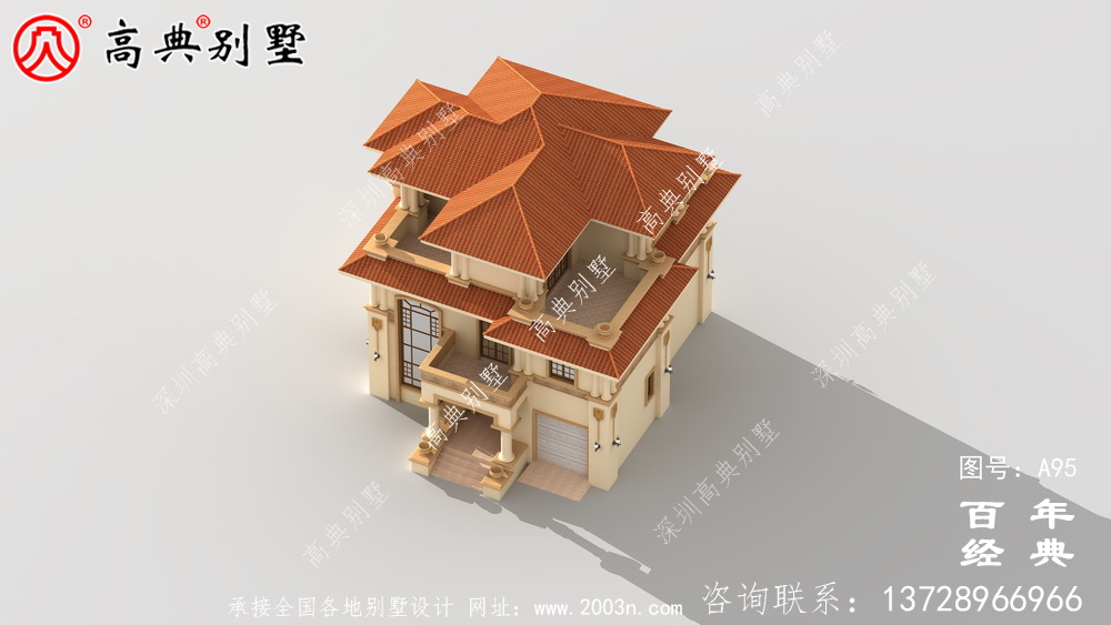 帶陽臺的三層別墅施工圖及效果圖_三層別墅設(shè)計圖