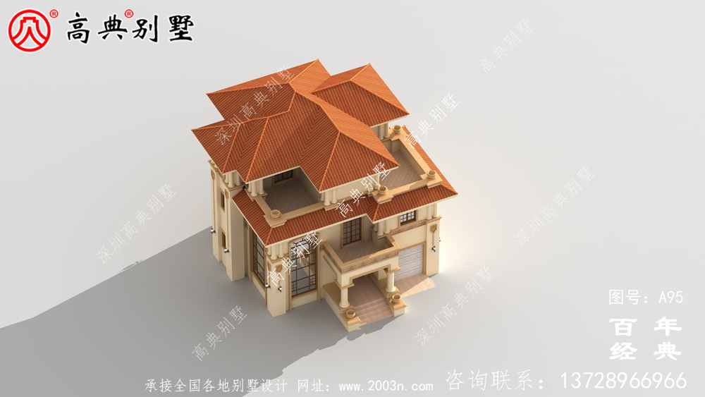 帶陽臺的三層別墅施工圖及效果圖_三層別墅設(shè)計圖