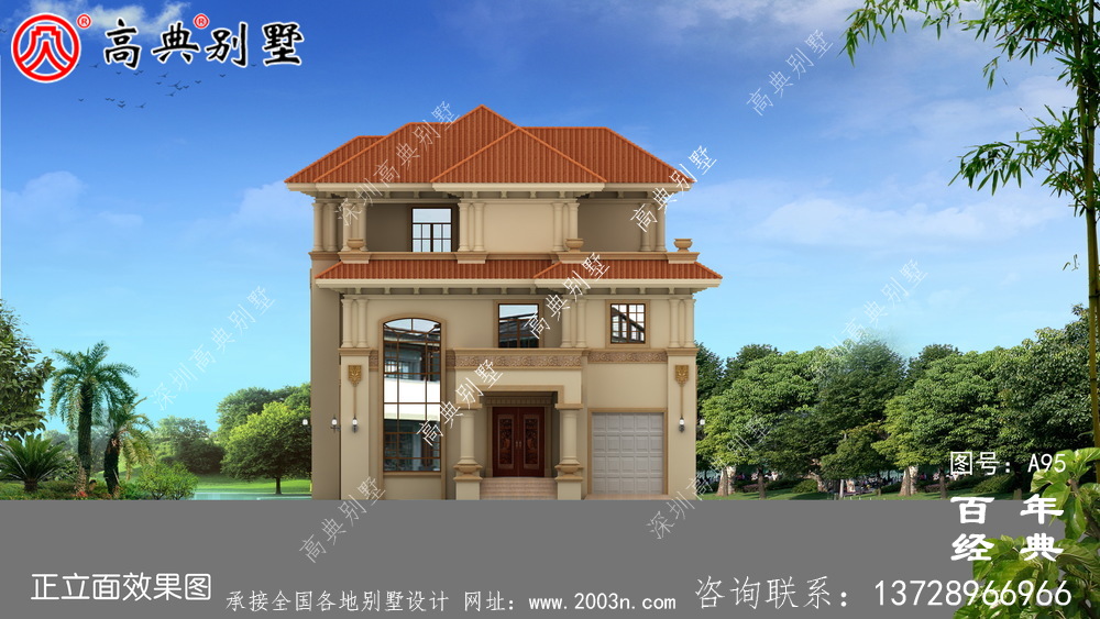 帶陽臺的三層別墅施工圖及效果圖_三層別墅設(shè)計圖
