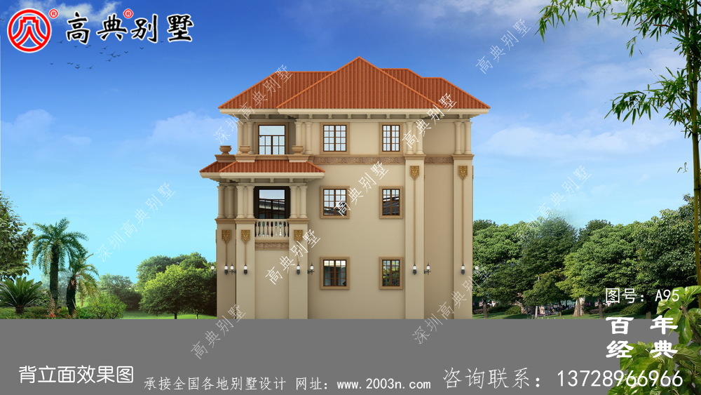 帶陽臺的三層別墅施工圖及效果圖_三層別墅設(shè)計圖