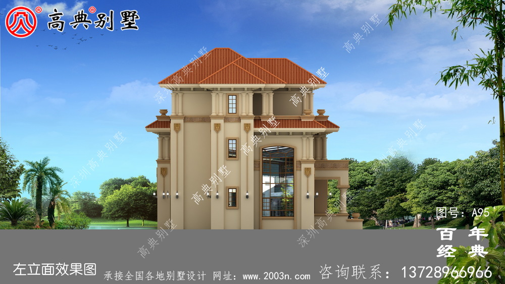 帶陽臺的三層別墅施工圖及效果圖_三層別墅設(shè)計圖