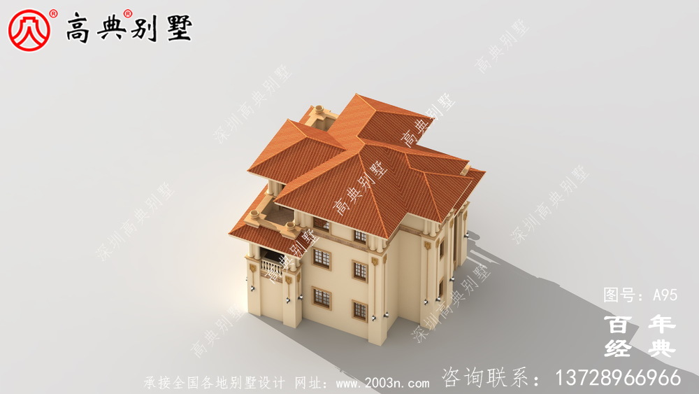 帶陽臺的三層別墅施工圖及效果圖_三層別墅設(shè)計圖