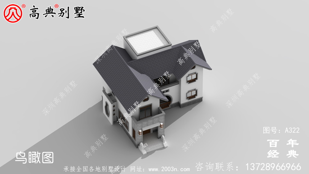 鄉村兩層帶陽臺自建房效果圖及施工圖紙_農村房屋設計圖