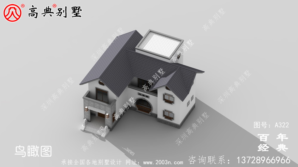 鄉村兩層帶陽臺自建房效果圖及施工圖紙_農村房屋設計圖