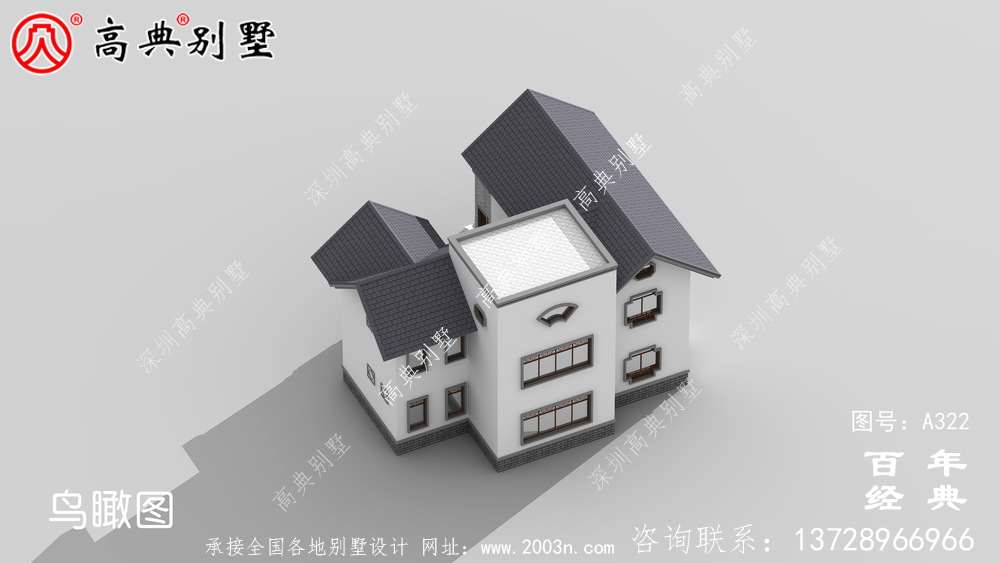 鄉村兩層帶陽臺自建房效果圖及施工圖紙_農村房屋設計圖