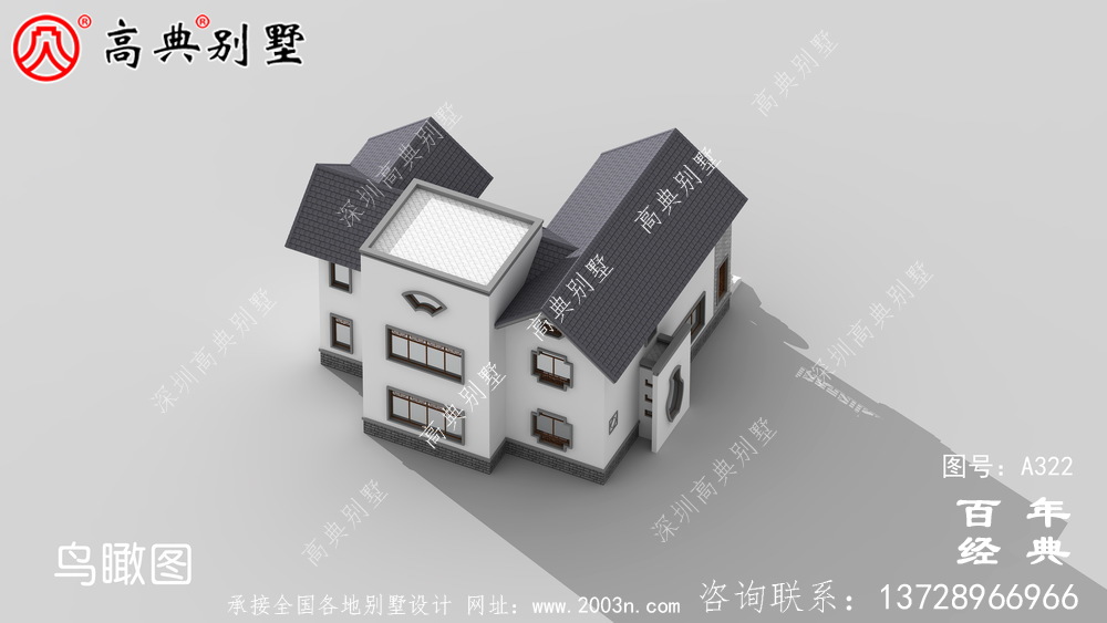 鄉村兩層帶陽臺自建房效果圖及施工圖紙_農村房屋設計圖