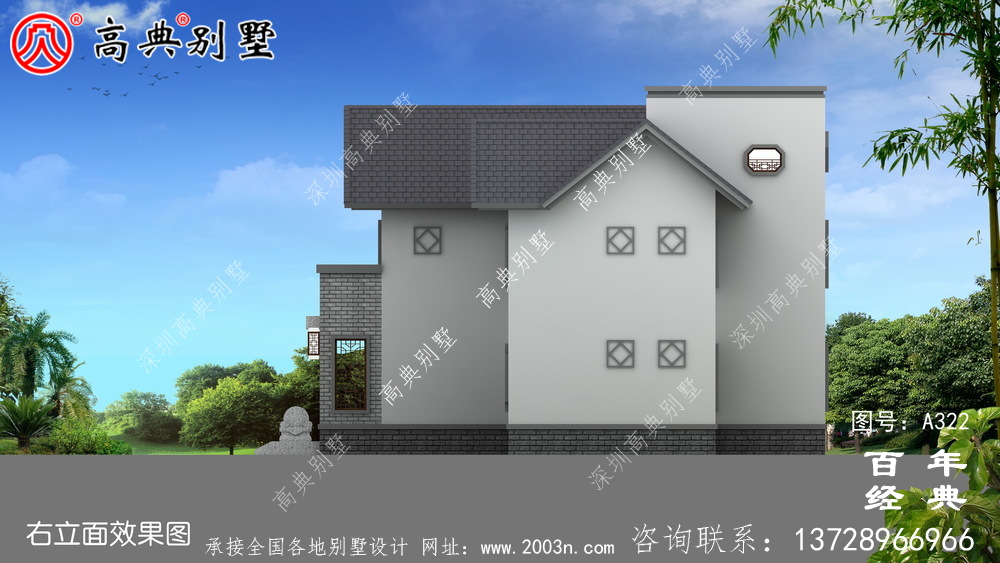鄉村兩層帶陽臺自建房效果圖及施工圖紙_農村房屋設計圖
