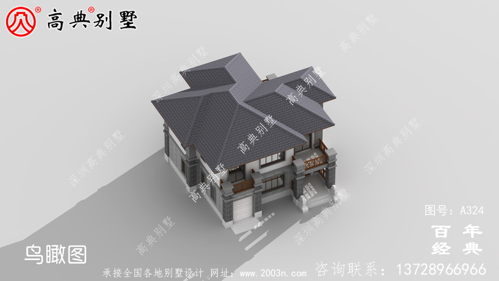鄉村兩層中式帶車庫別墅設計施工圖紙_別墅設計圖紙,農村房屋設計圖