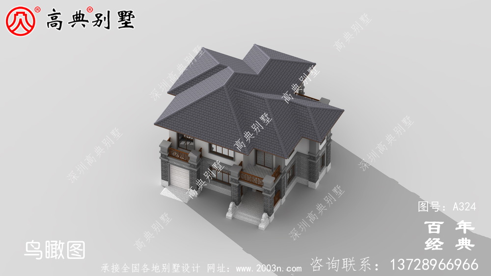 鄉村兩層中式帶車庫別墅設計施工圖紙_別墅設計圖紙,農村房屋設計圖