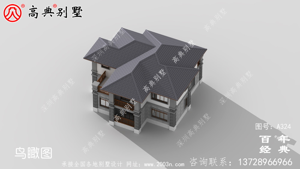 鄉村兩層中式帶車庫別墅設計施工圖紙_別墅設計圖紙,農村房屋設計圖