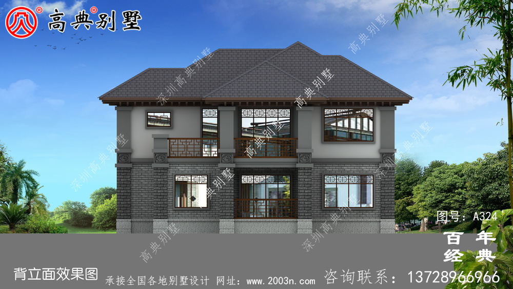 鄉村兩層中式帶車庫別墅設計施工圖紙_別墅設計圖紙,農村房屋設計圖