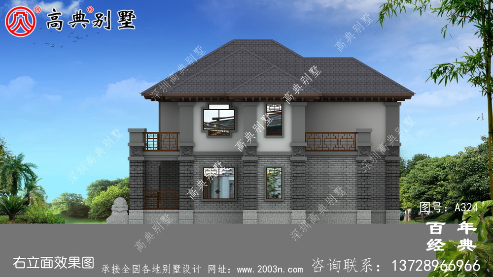 鄉村兩層中式帶車庫別墅設計施工圖紙_別墅設計圖紙,農村房屋設計圖