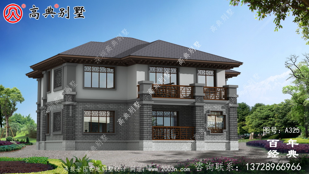 新農村建設帶車庫二層小別墅設計圖紙_別墅設計圖紙,農村房屋設計圖