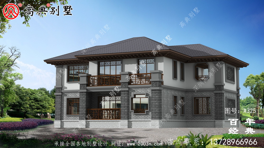 新農村建設帶車庫二層小別墅設計圖紙_別墅設計圖紙,農村房屋設計圖