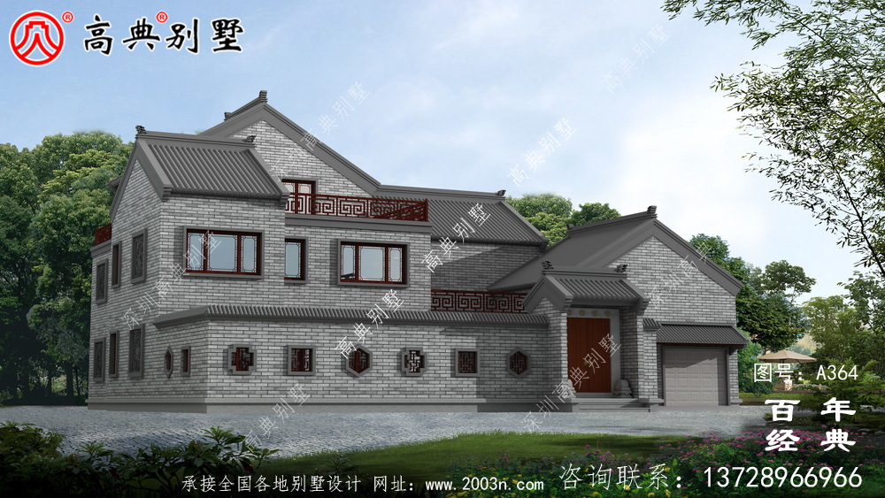 二層帶閣樓車庫別墅設計全套圖紙效果圖_別墅設計圖紙,農(nóng)村房屋設計圖