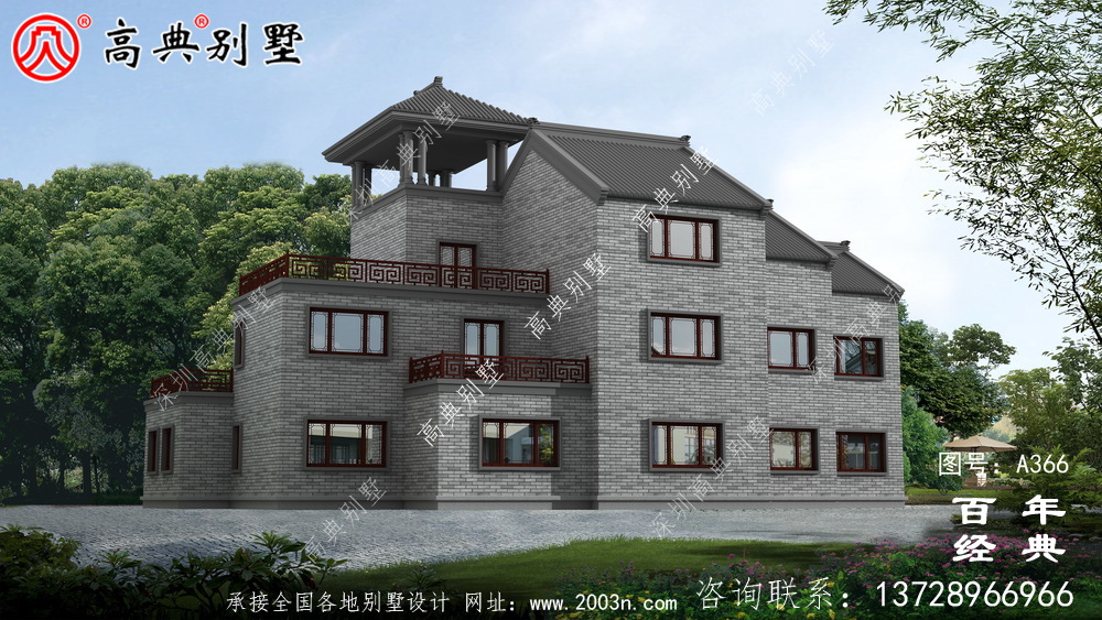 農村帶露臺三層小別墅設計圖_別墅設計圖紙,農村房屋設計圖
