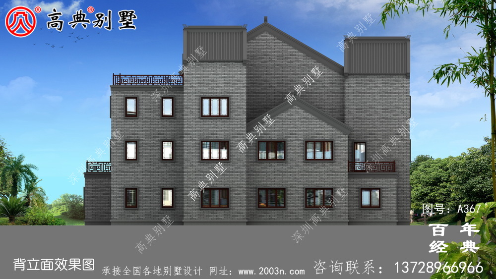 三層豪華私人帶雙車庫別墅設計圖及效果圖_別墅設計圖、農村住宅設計圖