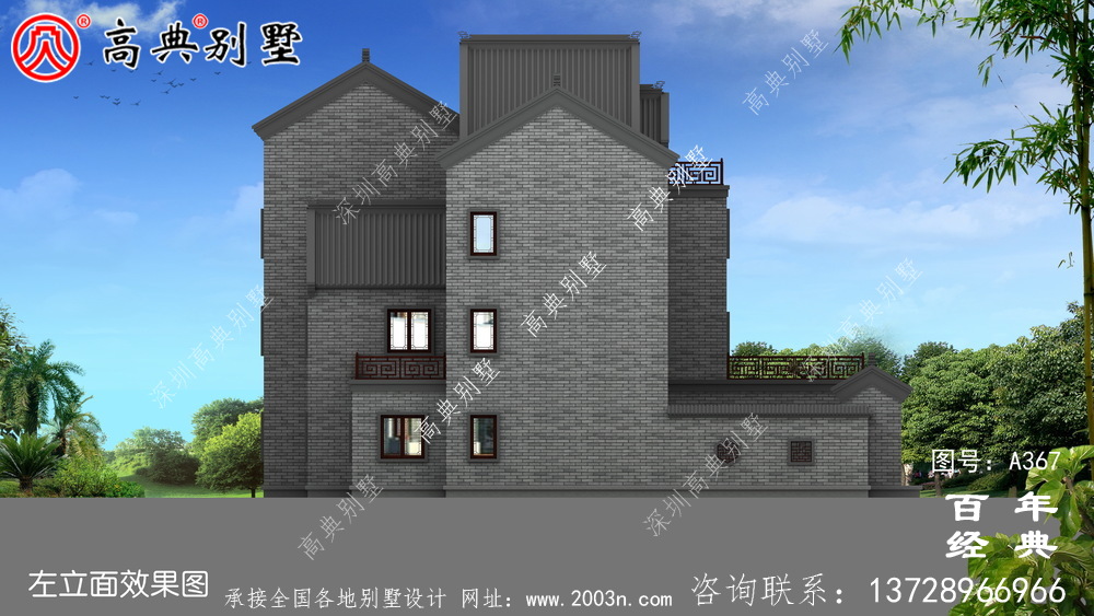 三層豪華私人帶雙車庫別墅設計圖及效果圖_別墅設計圖、農村住宅設計圖