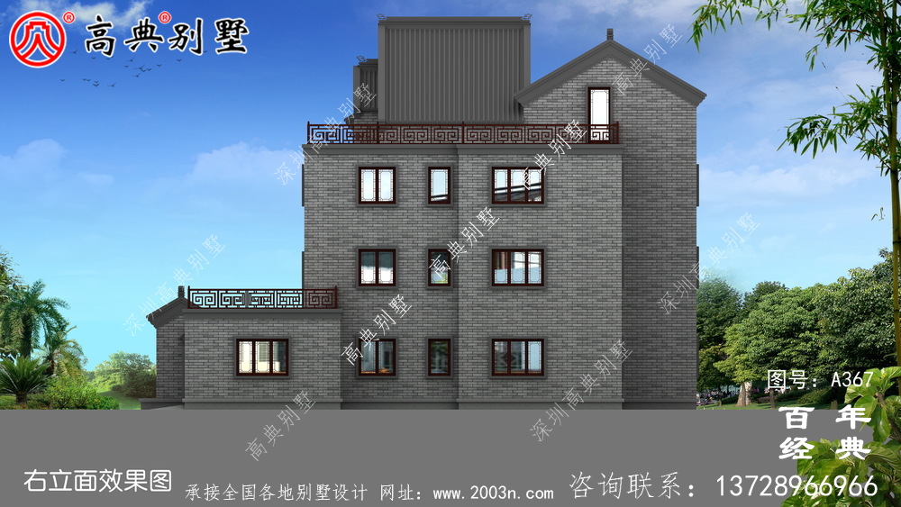 三層豪華私人帶雙車庫別墅設計圖及效果圖_別墅設計圖、農村住宅設計圖