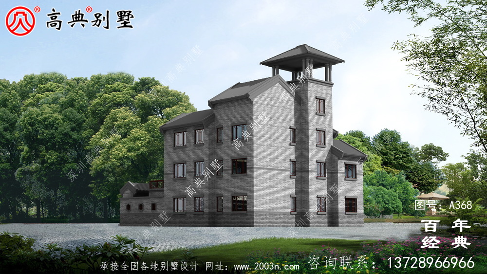 新農村建設三層帶陽臺院子房屋設計圖紙_別墅設計圖紙,農村房屋設計圖
