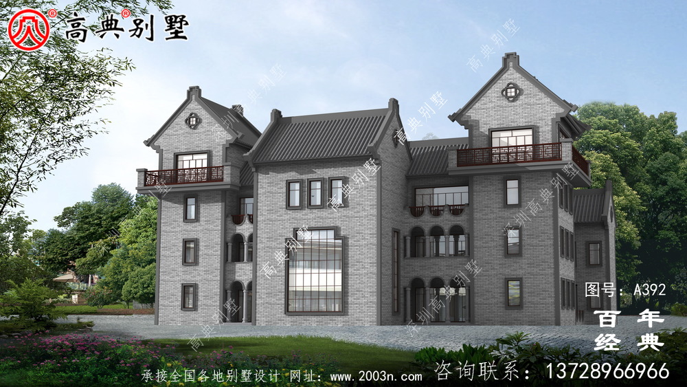 潮派四層帶露臺別墅設計圖紙_別墅設計圖紙,農村房屋設計圖