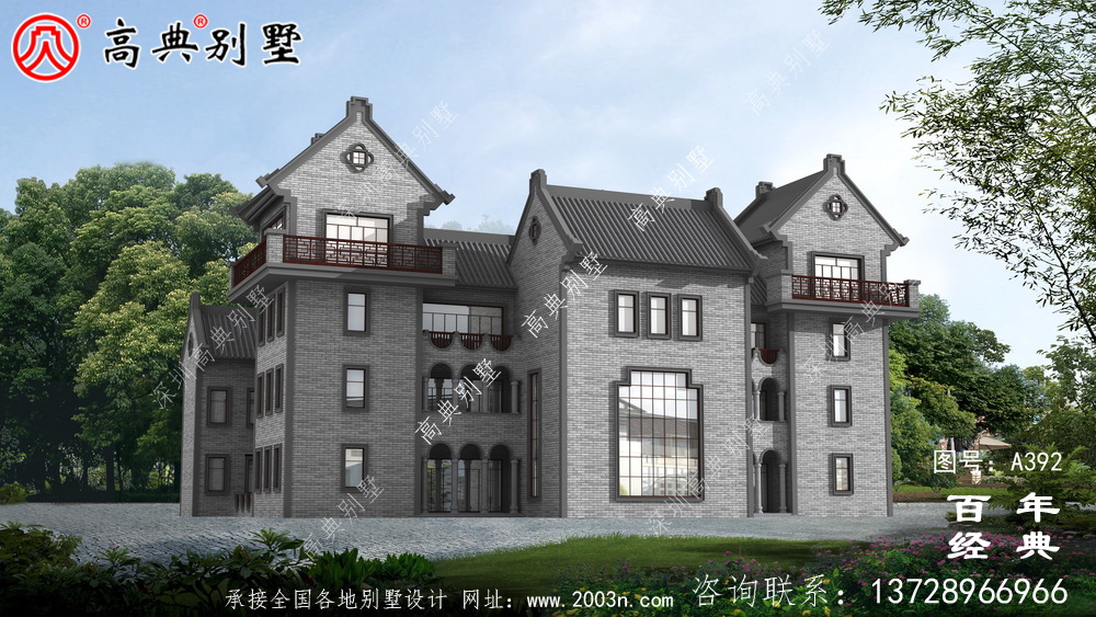 潮派四層帶露臺別墅設計圖紙_別墅設計圖紙,農村房屋設計圖