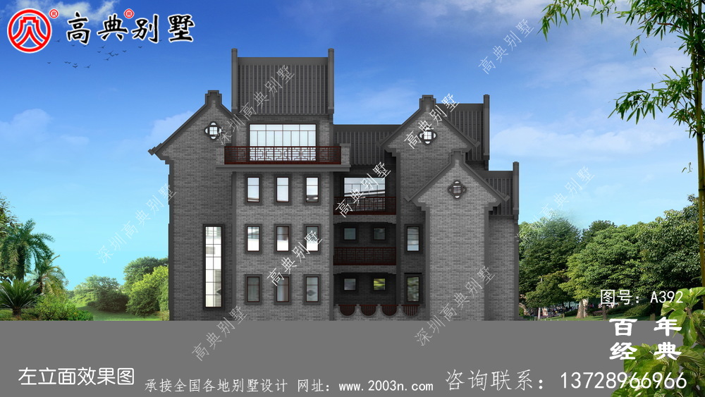 潮派四層帶露臺別墅設計圖紙_別墅設計圖紙,農村房屋設計圖