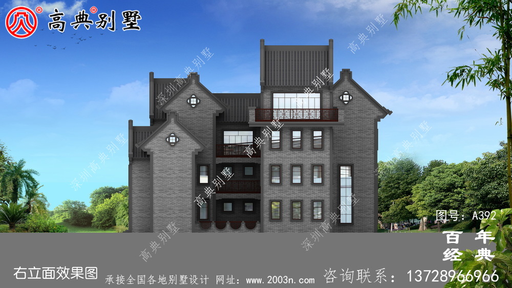 潮派四層帶露臺別墅設計圖紙_別墅設計圖紙,農村房屋設計圖