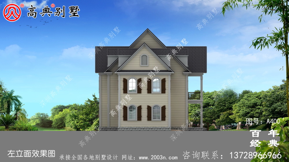 新農村兩層帶車庫別墅設計圖附效果圖別墅設計圖和農村住宅設計圖。