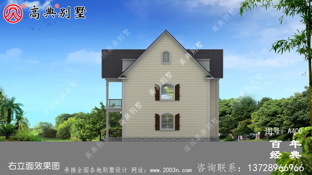 新農村兩層帶車庫別墅設計圖附效果圖別墅設計圖和農村住宅設計圖。