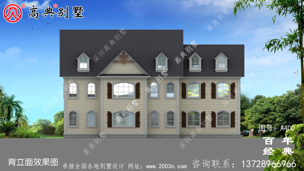 新農村兩層帶車庫別墅設計圖附效果圖別墅設計圖和農村住宅設計圖。
