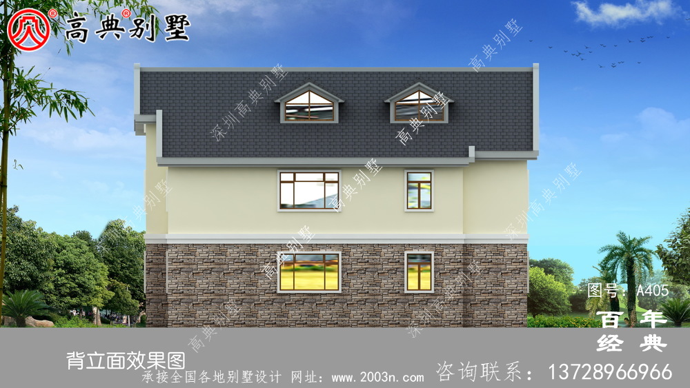 帶車庫及露臺兩層別墅設計全套圖紙及效果圖_別墅設計圖紙,農村房屋設計圖