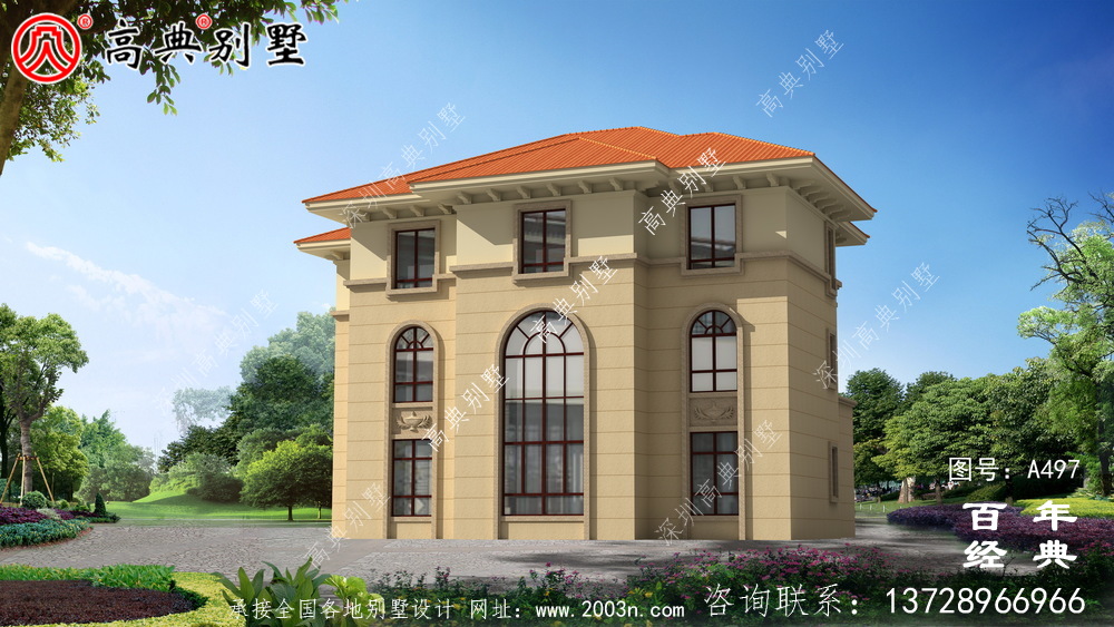 三層帶露臺農村住宅圖紙_別墅設計圖紙,新農村別墅,農村自建房設計