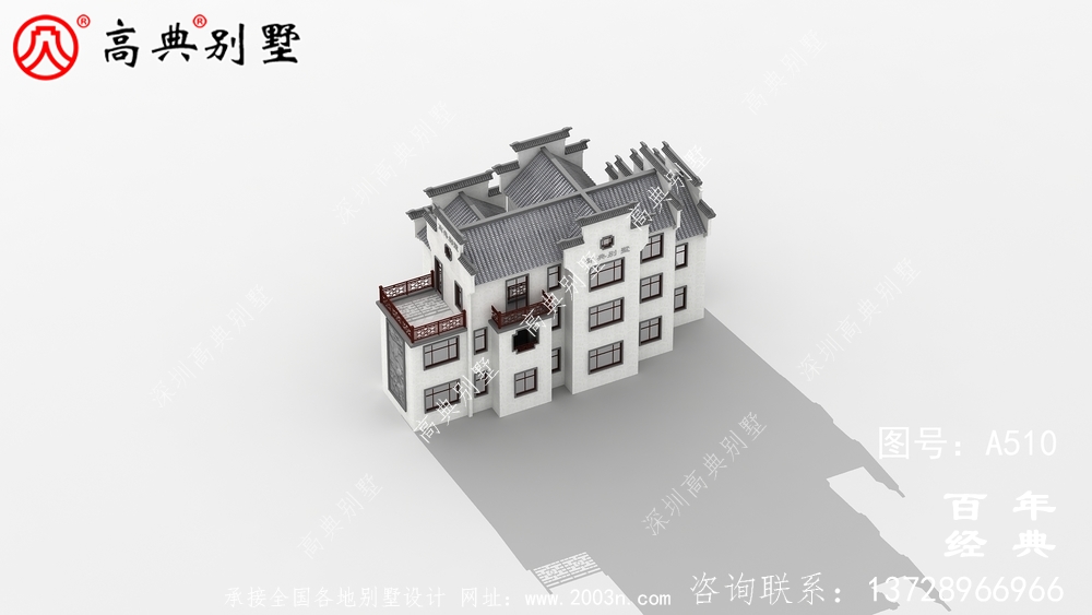 新農村三層徽派式住宅圖紙_別墅設計圖紙,新農村別墅,農村自建房設計