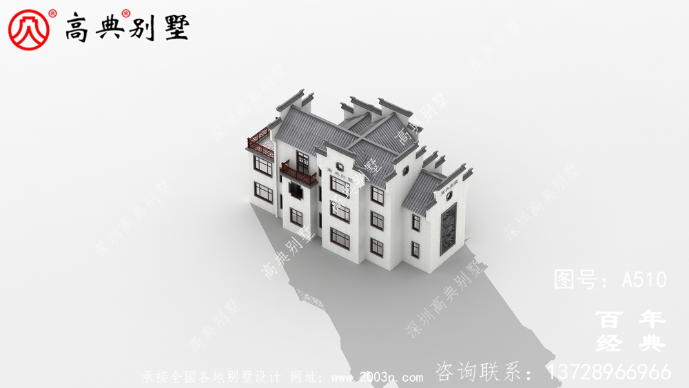 新農村三層徽派式住宅圖紙_別墅設計圖紙,新農村別墅,農村自建房設計