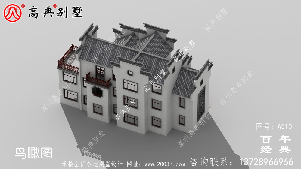 新農村三層徽派式住宅圖紙_別墅設計圖紙,新農村別墅,農村自建房設計