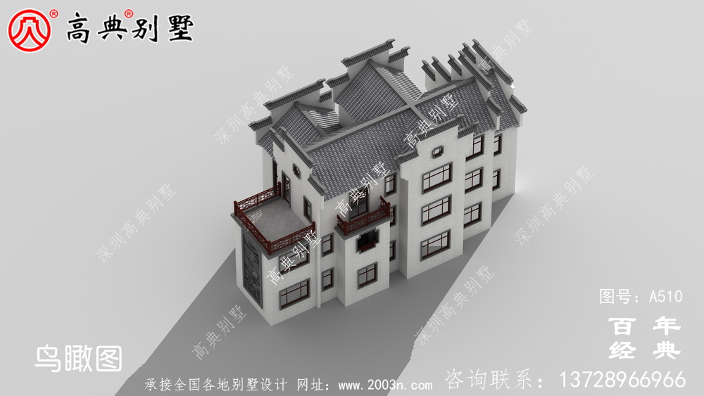 新農村三層徽派式住宅圖紙_別墅設計圖紙,新農村別墅,農村自建房設計