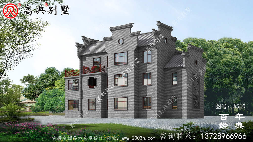 新農村三層徽派式住宅圖紙_別墅設計圖紙,新農村別墅,農村自建房設計