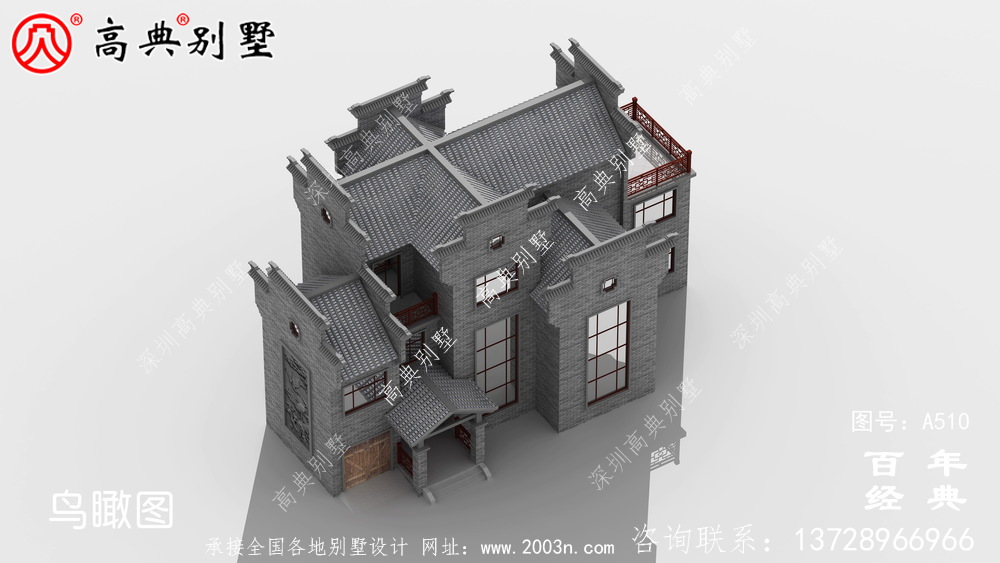 新農村三層徽派式住宅圖紙_別墅設計圖紙,新農村別墅,農村自建房設計