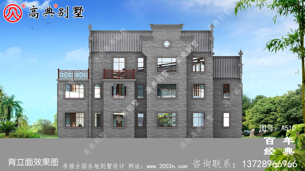 新農村三層徽派式住宅圖紙_別墅設計圖紙,新農村別墅,農村自建房設計