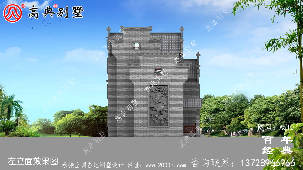 新農村三層徽派式住宅圖紙_別墅設計圖紙,新農村別墅,農村自建房設計