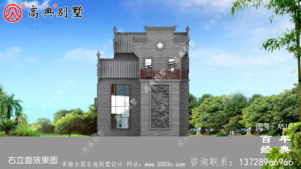 新農村三層徽派式住宅圖紙_別墅設計圖紙,新農村別墅,農村自建房設計
