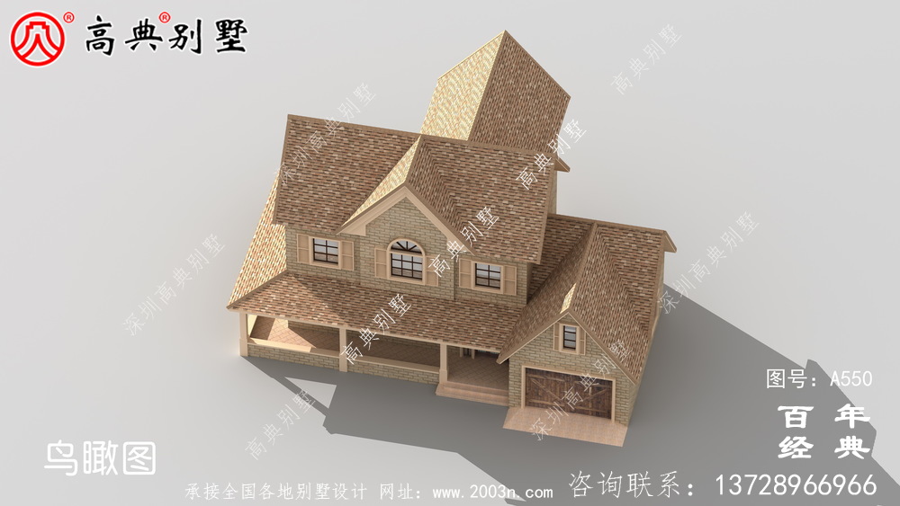 歐式兩層別墅施工圖效果圖_別墅設計圖紙,新農村別墅,農村自建房設計